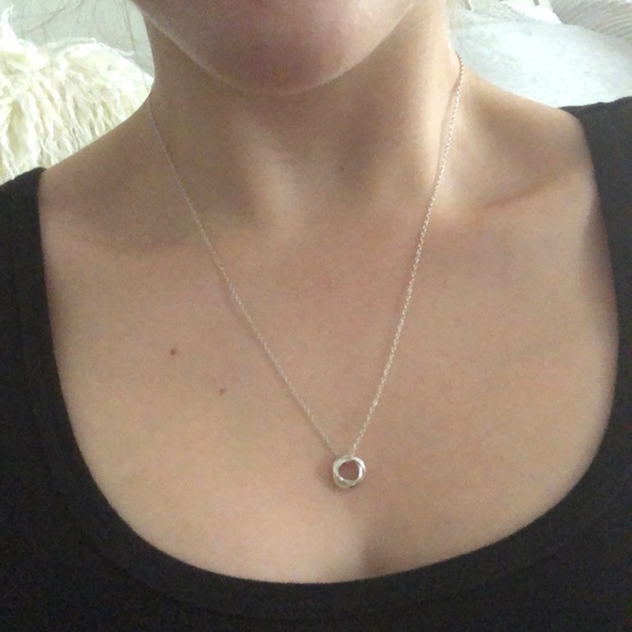 Dainty Silver Necklace with Intertwined Circles - Picture 5 of 5